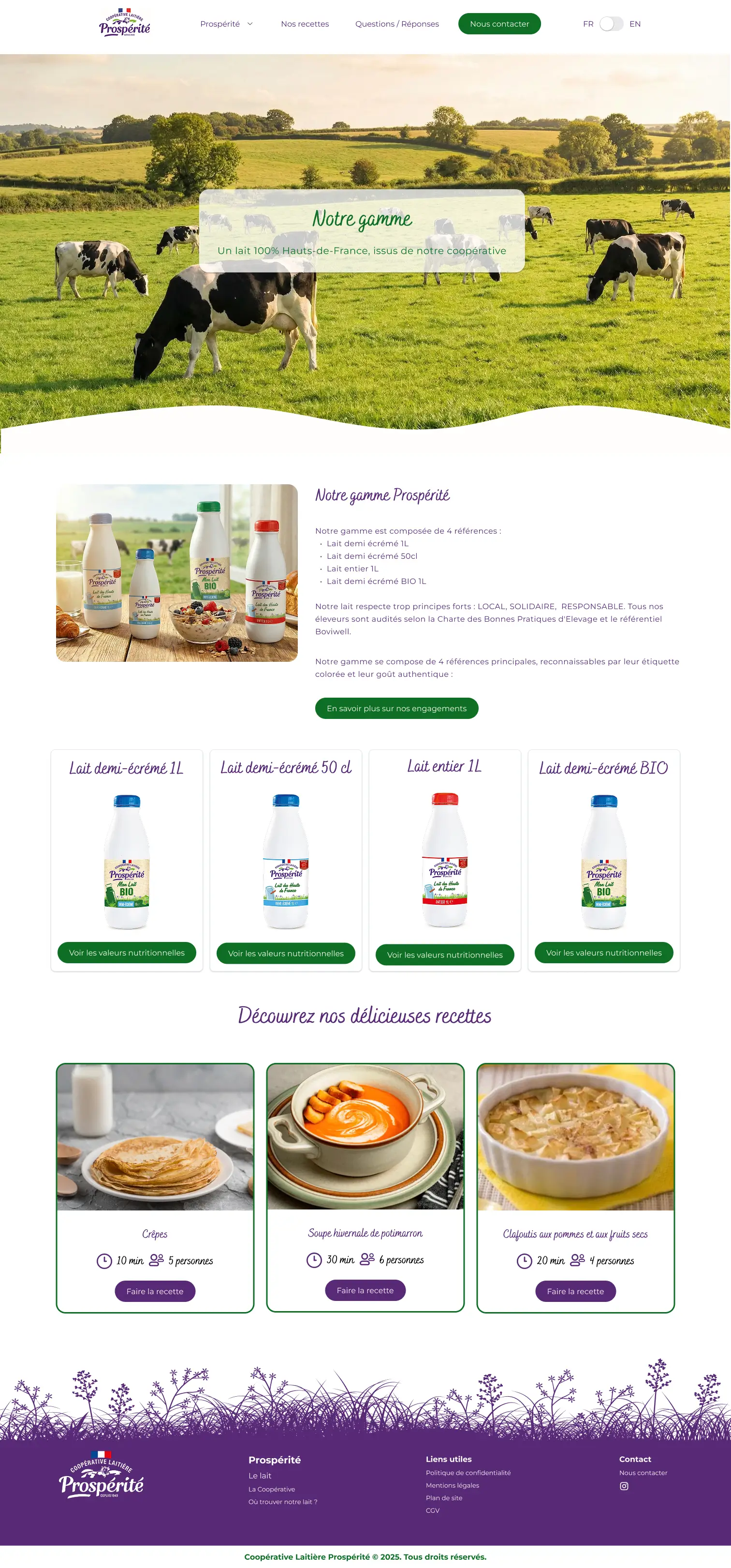 Page gamme de produits